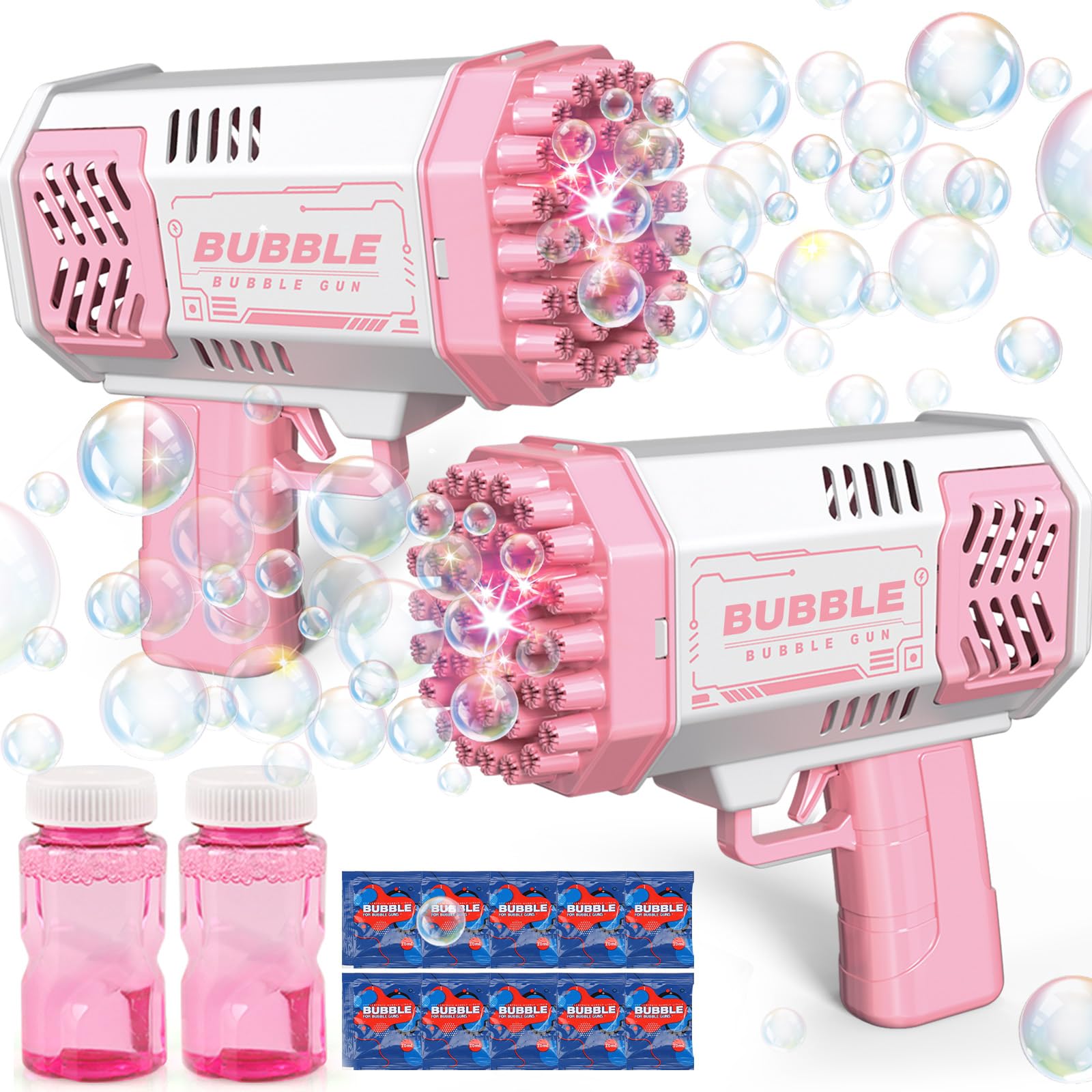 JONEG Toys for 3-8 Year Olds Kids Girls: 2 Pack Bubble Gun Bubble Machine for Boys Kids Gifts for Age 3 4 5 6 7 8 Years Old Girls Boys Birthday Toy for Toddlers Ages 3-8 Outdoor Garden Bubble Maker