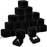 Pafeooui 20 Pcs Velvet Ring Box Earring Jewelry Boxes Black Square Packaging Display Ring Case Earring Storage Holder for Proposal Wedding Anniversary Birthday Gift