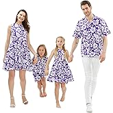 Matchable Family Hawaiian Luau Men Women Girl Boy Clothes in Classic Vintage Hibiscus Purple
