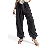 The Veshti Company Women’s Boho Cotton Harem Pants – Soft Lounge Yoga Pants – Fit Trousers with Drawstring