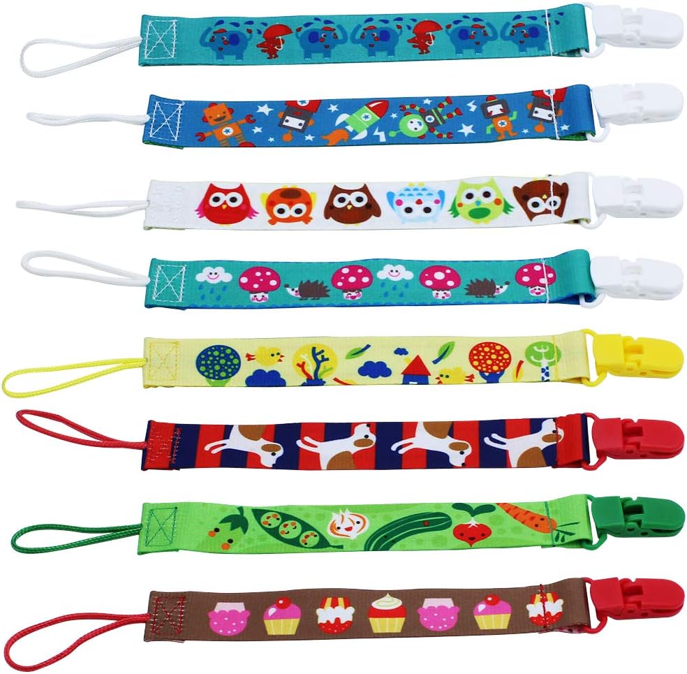Lot De 8 Attaches Tétine Avec Clips De Sécurité - Anti-Chute, Lavables - Rose - Pour Bébé