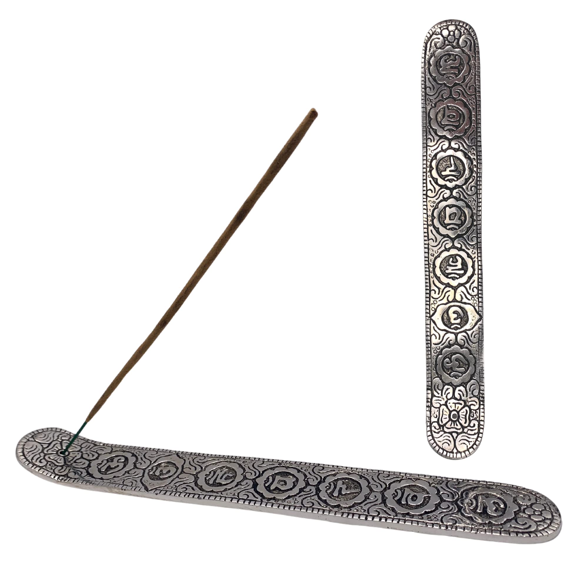 Incense Burner (Censer) Flat Aluminium Incense Holder Chakra Design Handmade in India