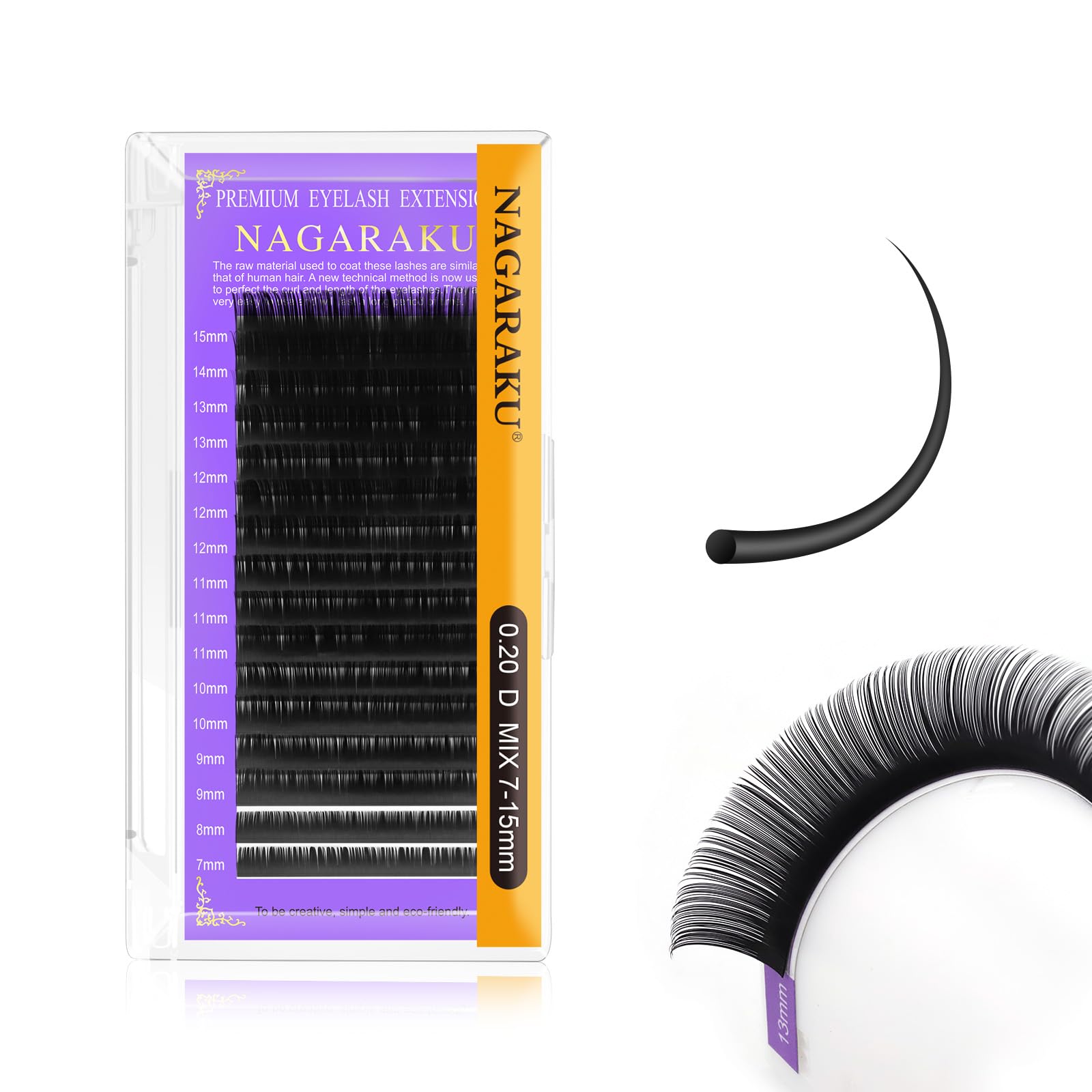 NAGARAKU Eyelash Extensions 0.20mm D curl 7-15mm