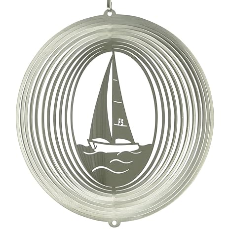 CIM Edelstahl Windspiel - SEGELBOOT 180 - lichtreflektierend - Abmessung: 18x19cm - inkl. Aufhängung