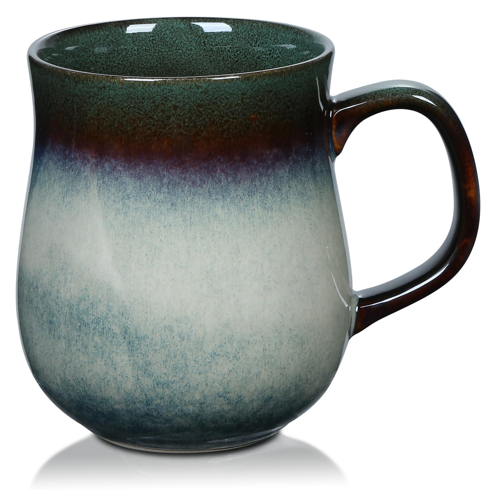 800ml Extra Large Ceramic Coffee Mug with Big Handle, 28Oz Handmade Glazed Oversized Tea Cup for Office and Home, Microwave and Dishwasher Safe, Jumbo Coffee Cup for Hot and Cold Drinking (Ink Green)