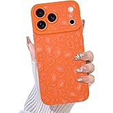 TEAUGHT Compatible with iPhone 17 Pro Max Case 2025 Cute Pattern Leopard Print Cheetah Camera Protection Cover, Cheetah Pattern Shockproof Silicone for Girls Women -Orange