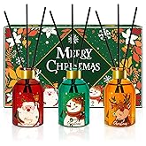 SCENTORINI Christmas Reed Diffuser Set, Christmas Essential Oils Diffuser, Cedar, Apple Cinnamon, Lemon Soda, 5.3 Fl.oz, Pack of 3, Reed Diffuser for Christmas Decorations Gift