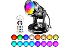 FZWLE LED Spot Lights Indoor,6W RGBW LED Spotlight with Remote Control, Color Changing Uplighting, 120V Plug-in 6 FT Cord with Floor Foot Switch and Base Included Indoor Lighting for Artwork