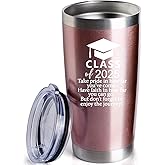 SFHMTL Class of 2025 Graduation Gifts 20 Ounces Stainless Steel Insulted Tumbler Car Cup Drink Mug Inspirational Graduate Present (Rose Gold)
