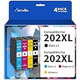 Vintella Remanufactured Ink Cartridge Replacement for Epson 202XL 202 XL T202 T202XL Ink Cartridges Multipack for Expression Home XP-5100 Workforce WF-2860 (1 Black, 1 Cyan, 1 Magenta, 1 Yellow)