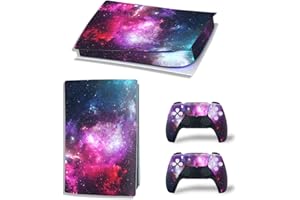 DOMILINA Full Body Vinyl Decal Cover for PS5 Digital Edition Console & Controllers - Colorful Galaxy