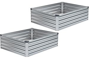 DIIYIV 2PCS 4x3x1FT Galvanized Raised Garden Bed,Raised Graden Bed Kit-Square Metal Garden Bed,Large Planter Raised Bed Outdoor,Garden Box for Vegetables,Flower,herb…