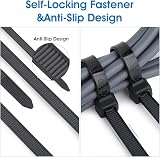 Yaluzibi 16 inch Cable Ties 100 Pack 400mm x 4.8mm Black 50lbs UV view 4