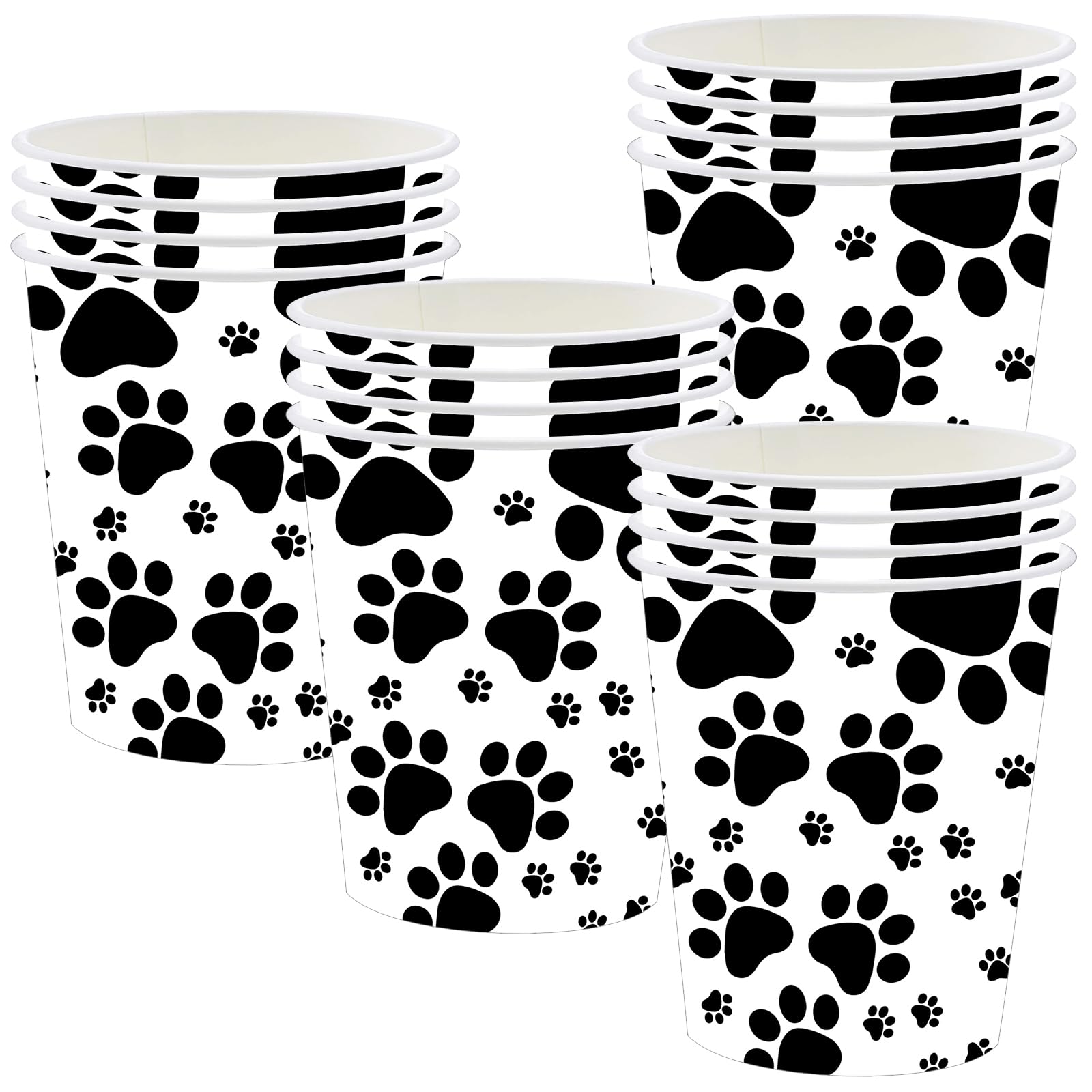 POPOYU 16P Jungle Safari Animal Party Dog Claw Print Paper Cups,Jungle Animal Party Paper Cups,Jungle&ThemeParty Tableware Decorations Set for Kids Jungle&Safari Reptile PartySupplies