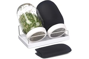 MALASTAR Complete Sprouting Jar Kit| 2 Wide Mouth Mason Jars, 316 Screen Sprout Lids, Blackout Sleeves, Tray, Stand| Sprouter Set for Growing Broccoli, Alfalfa and More-Seeds not Included