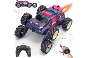 BAOPILONG Remote Control Car for Kids, Gesture Sensing RC Stunt Car with Spray Fog Steam 2.4GHz 4WD Toy Cars 360° Rotation Drift Hand Controlled Remote Control Cars with Lights Music for 6-12 yr Boys Girls Red