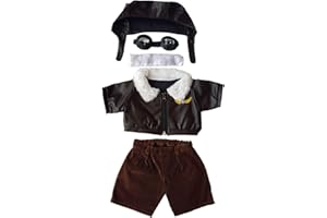STUFFEMS TOY SHOP Pilot Outfit with Goggles Teddy Bear Clothes Fits Most 14" - 18" Build-a-bear and Make Your Own Stuffed Animals