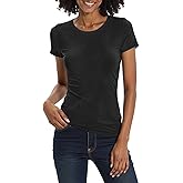 Urban CoCo Women's Short Sleeve Slim Fitted T-Shirts Basic Ribbed Casual Summer Tops