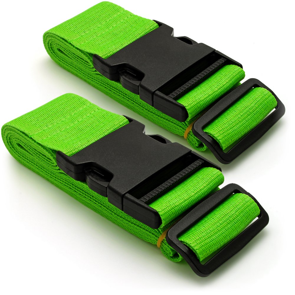 CampTeck U6746 Long Travel Luggage Straps Adjustable Suitcase Safety Belts– Green, 1 Pair
