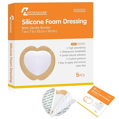 Sacrum Silicone Foam Dressing with Border for Sacral Ulcer, Butt Bed Sore, Pressure Ulcer, Size 7''x7'' (4.9''x5.3'' Pad), 5 Pack High Absorbency Bedsore Wound Bandage by Hoffencare in Saudi Arabia | Whizz Sacrum Silicone Foam Dressing with Border for Sacral Ulcer, Butt Bed Sore, Pressure Ulcer, Size 7''x7'' (4.9''x5.3'' Pad), 5 Pack High Absorbency Bedsore Wound Bandage by Hoffencare in Saudi Arabia | Whizz