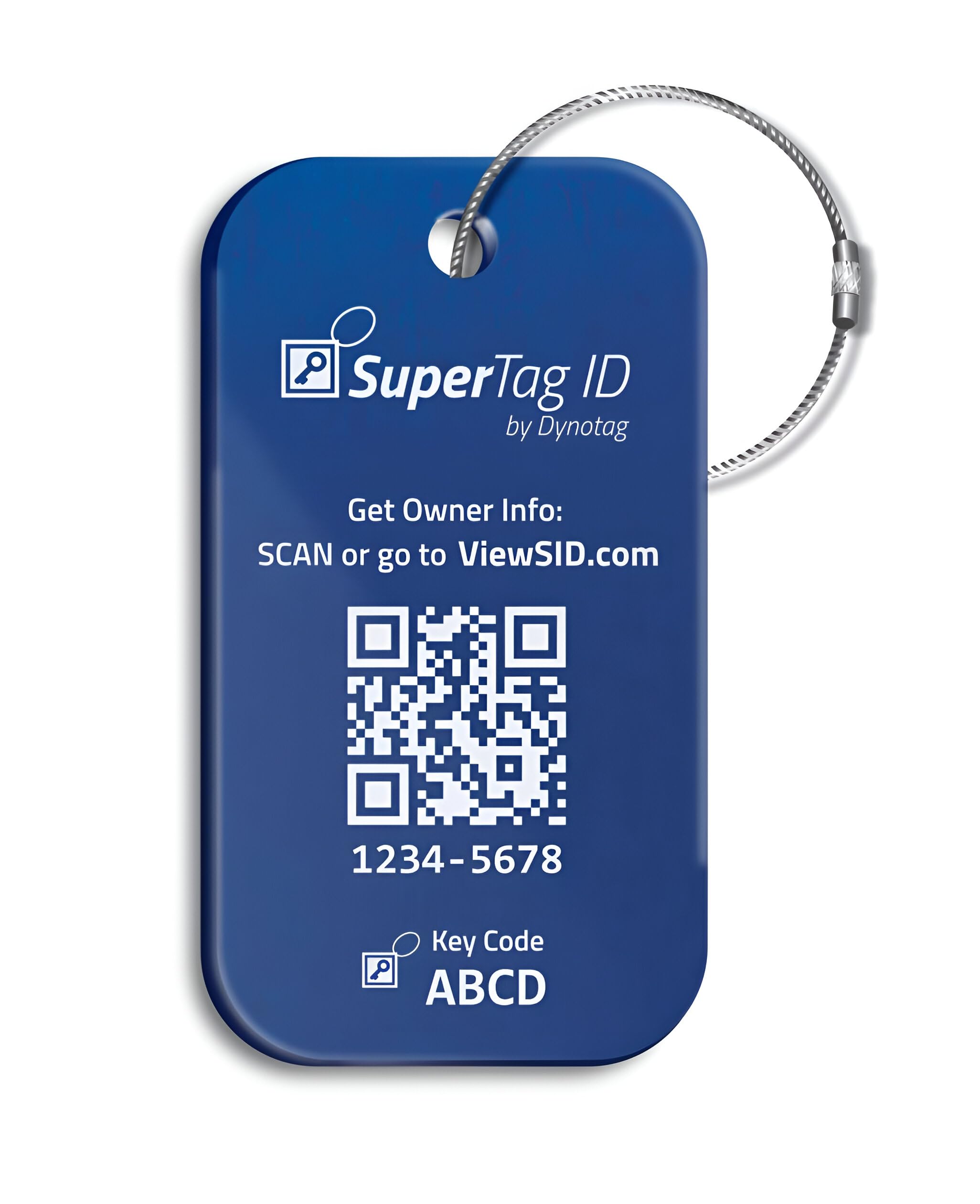 Dynotag® Sentry Series Solid Metal Web Enabled Smart Luggage ID Tag + Steel Loop, w. DynoIQ™ & Lifetime Recovery Service (Sapphire Blue, Anodized Aluminum)
