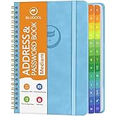 Address Book with Alphabetical Tabs-Address and Password Book for Seniors - Hardcover Spiral Bound Phone Book- Record Contact
