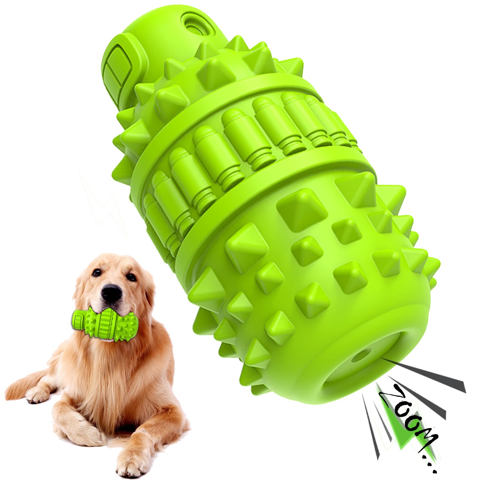 Photo 1 of PIFFZEDO Dog Toys for Aggressive Chewers,Interactive Natural Rubber Chew & Squeaky Toy for Large Medium Breed,Dog Toothbrush,Tough & Durable (Green,Large)