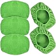 eFuncar Microfiber Cleaning Cloth for Windshield Cleaning Tool, Windshield Cleanner Wand Replaceable Glass Cleaning Bonnets, Interior Auto Window Cleaner Washing Pads, Fit 5”, Green, 5 Pack