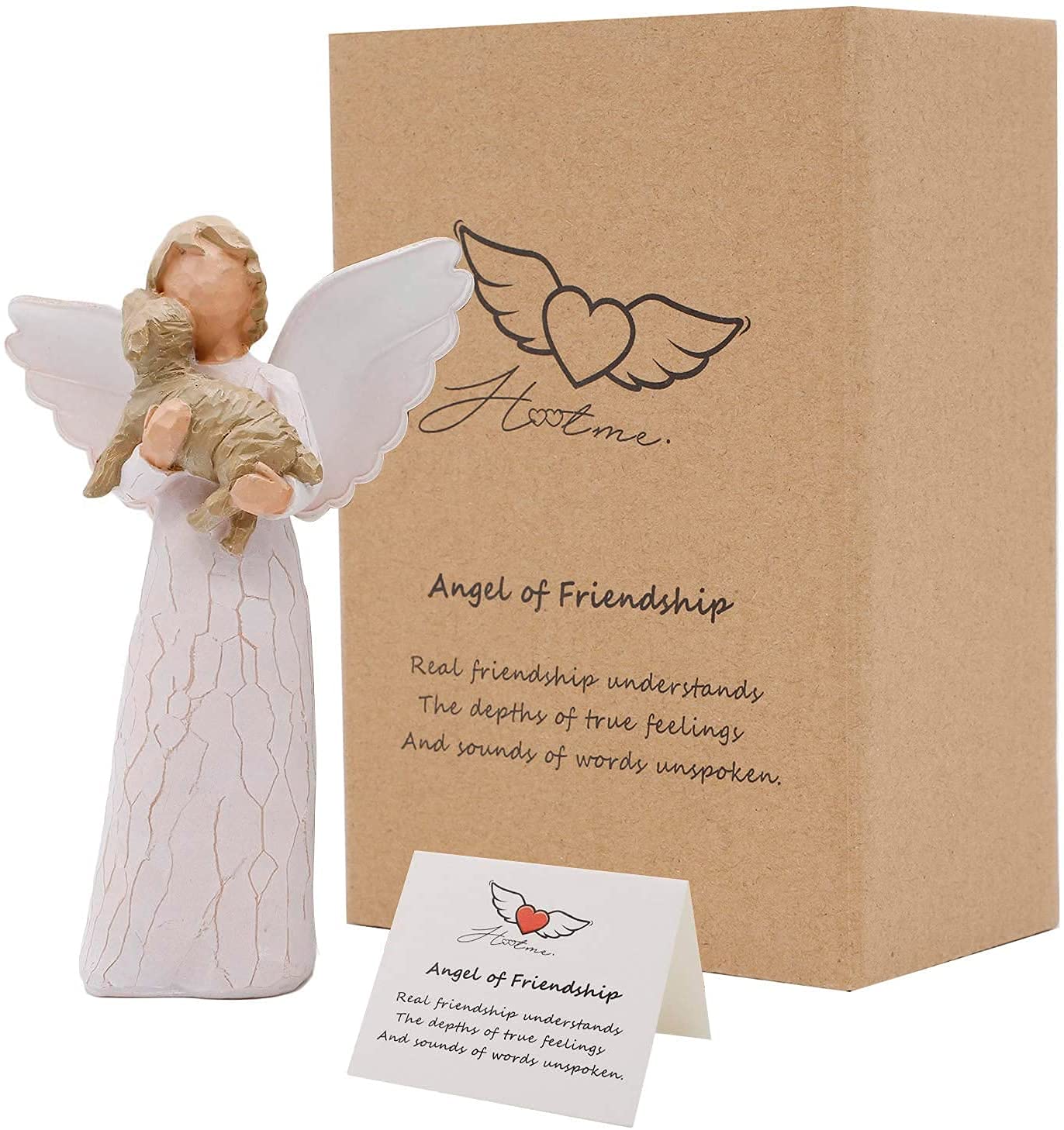 Angel Figurine of Friendship, Memorial Gifts - Remembrance Gift for Grieving Pet Owner, Hand-Painted Dog Angel Figurines for Lovers