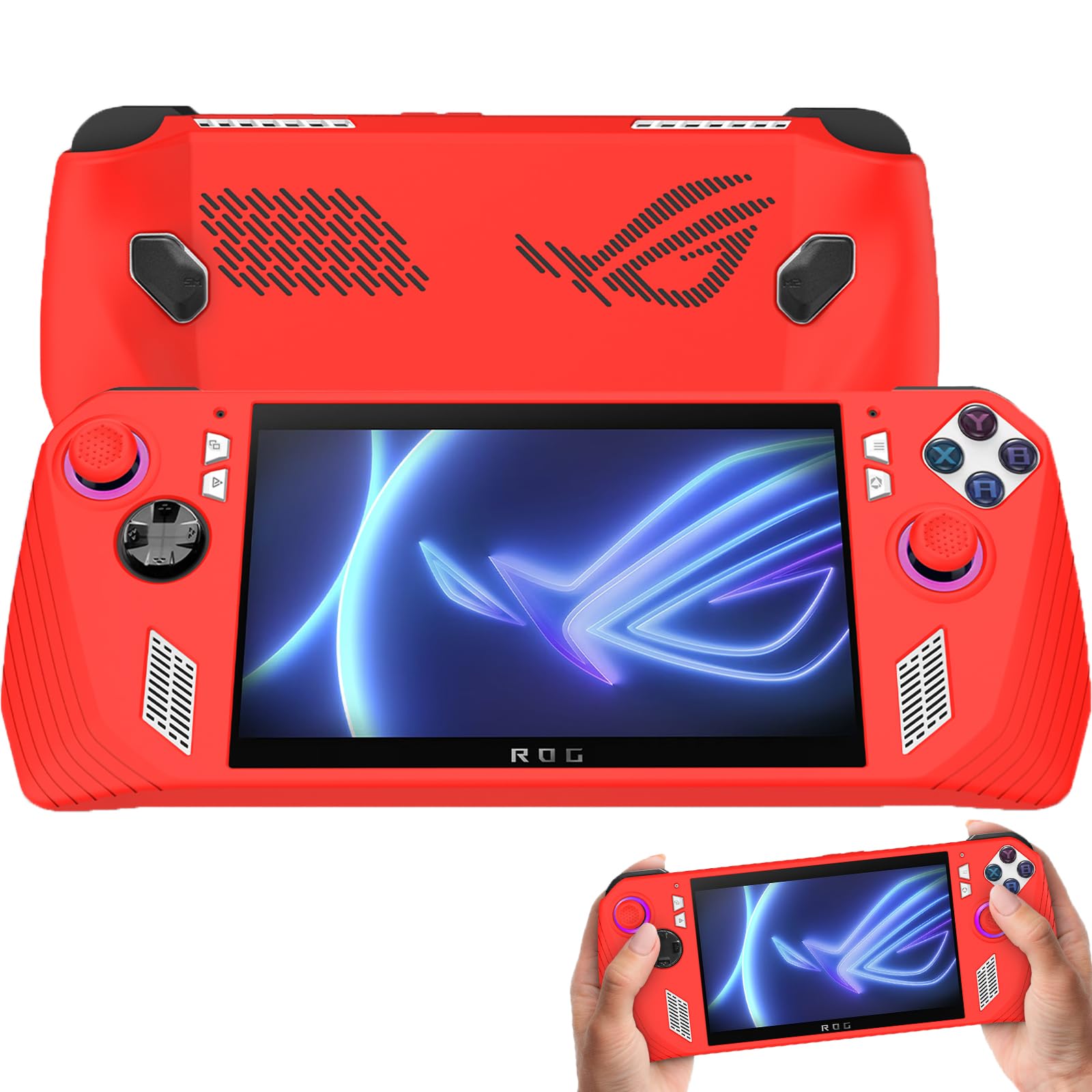 Miimall Compatible with ASUS ROG Ally Case, Premium Flexible Silicone Protective Shell for ASUS ROG Ally Ultra-Thin Anti-Fingerprint Shockproof, Slim Fit Bumper Case Cover for Asus Rog Ally-Red