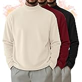 August Alley 3 Pack Men's Mock Turtleneck Shirts Thermal Long Sleeve Tops Basic Mock Neck Slim Undershirts Pullover Sweaters