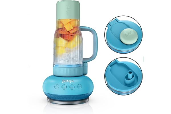 Ninja Blendboss™ | Personal Blender for Smoothies & Frozen Drinks | 26oz Travel Tumbler with LeakProof Lid, Chug Spout & Detachable Straw | Auto-iQ Technology | Blue Raspberry | DB351BL