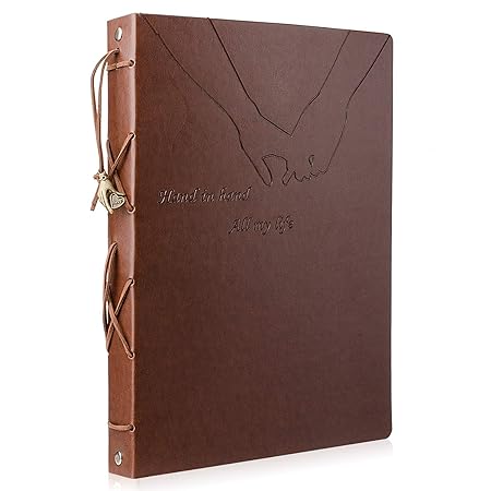 mysunny Fotoalbum Einklebebuch Leder austauschbare Schwarze Seite für Muttertag, Jubiläum Hochzeit, Geburtstag, Valentinstag,