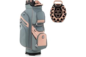 Goplus Lightweight Golf Cart Bag, Molded Lock Top Golf Club Bag w/14-Way Full Length Organizer Dividers, 11 Pockets, Cooler Bag, Straps, Umbrella Holder & Rain Hood for Men Women