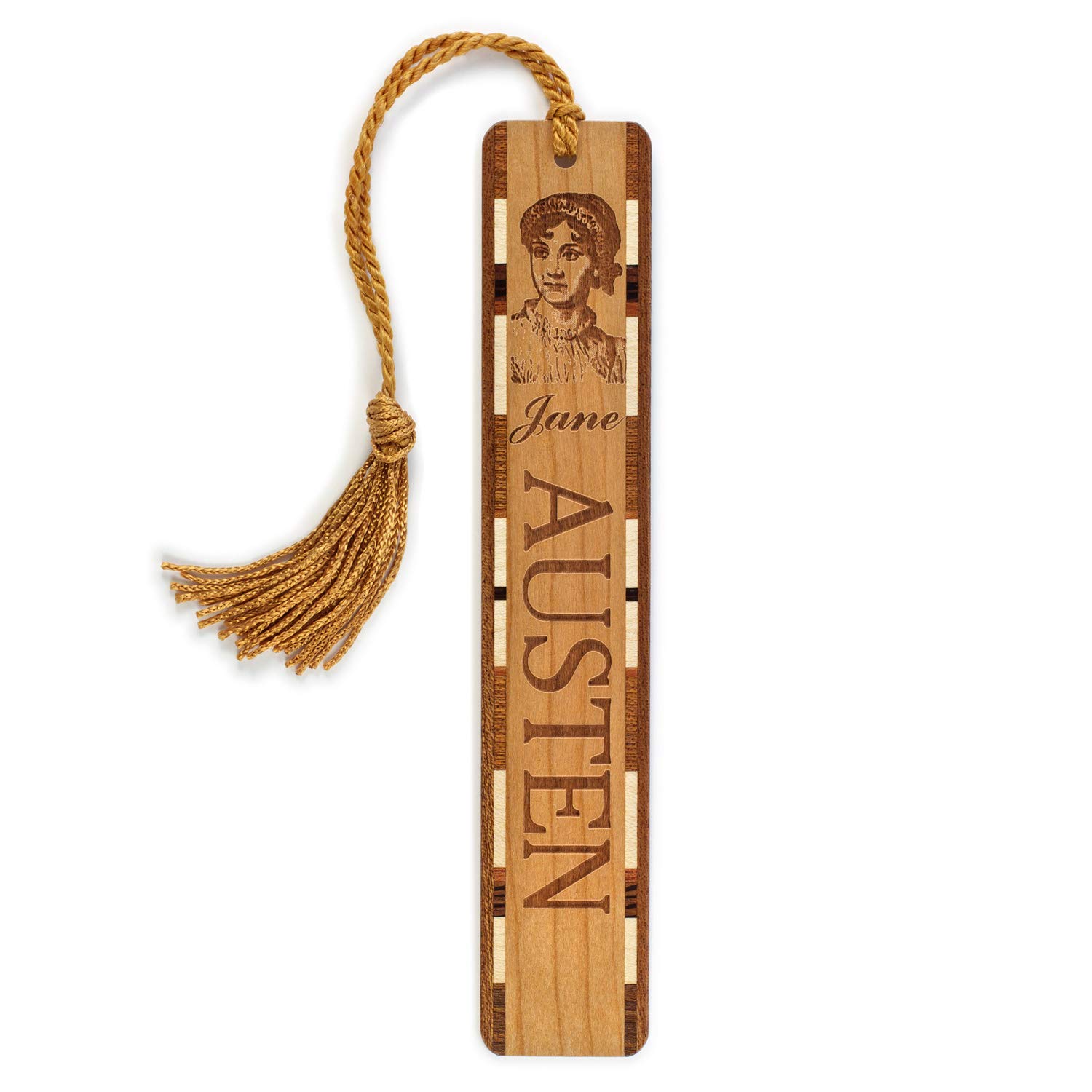 Author - Jane Austen Engraved Wooden Hand Made Bookmarks with Tassel