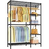 Ulif F2 Clothes Rack, 5 Tiers Heavy Duty Garment Rack for Bedroom, Freestanding Adjustable Closet Storage Organizer, 46.1" W x 15.4" D x 78.3" H, Load 630lbs, Upgraded Black