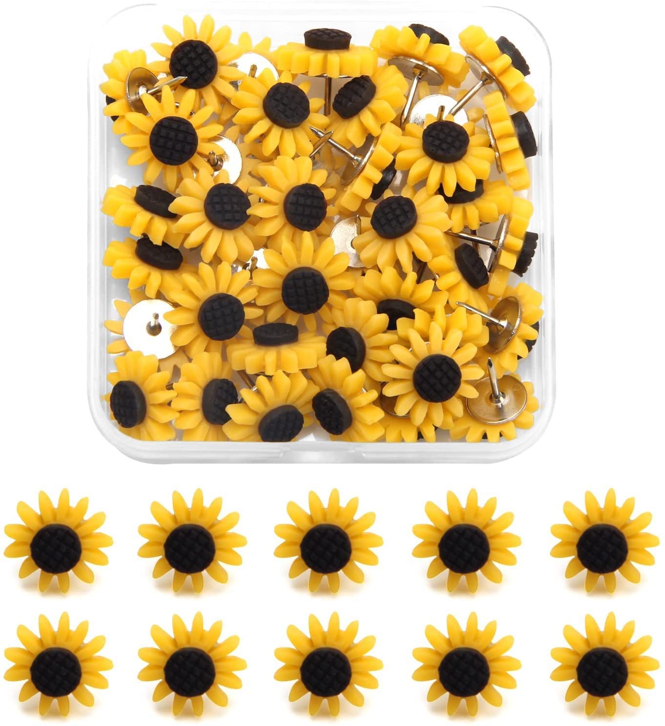 WANGCL 40PCS Pins Sunflower Push Pins Colorful Cute Pushpins for Photo Wall Cork Board Bulletin Board Home Wall Pattern Decorations