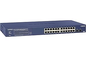 NETGEAR 26-Port PoE Gigabit Ethernet Smart Switch (GS724TP) - Managed, 24 x 1G, 24 x PoE+ @ 190W, 2 x 1G SFP, Optional Insight Cloud Management, Desktop or Rackmount, and Limited Lifetime Protection