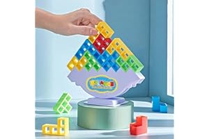 Gdaytao 48Pcs Tower Stack Game, Tetra Tower Balance Stacking Blocks with 22 Gameplay Cards, Eco-Friendly Family Board Game for Kids & Adults, Creative STEM Learning Toy for Indoor/Outdoor Fun