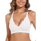 WOWENY Deep V Bras for Women No Underwire Wireless Push Up Bra Comfort Bralettes Seamless Plunge Bra with Support