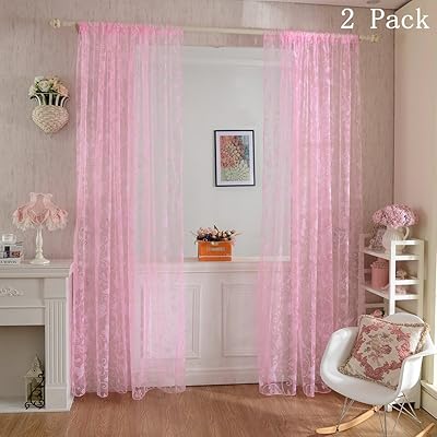 Petforu Sheer Curtains 2 Pack, Butterfly Window Screen, Elegant