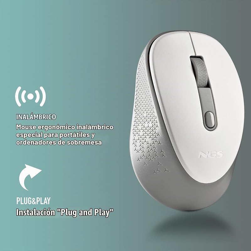 Dew White - Ratón Inalámbrico Silencioso Ergonómico, Blanco
