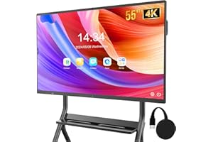 YIXZSWD Smart Board with Wireless HDMI Display Adapter, 55 Inch Interactive Whiteboard 4K Touchscreen Built in HD Camera, Digital Presentation Electronic Smart WhiteBoard for Classroom Home Office