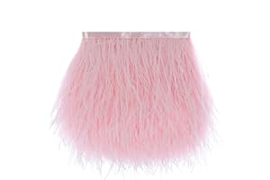 AWAYTR Ostrich Feather Trim Fringe - Satin Ribbon Dress Sewing Crafts Costumes Decoration Pack of 10 Yards (Pink)