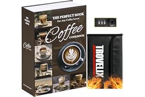 KOFAIR Book Safe with Combination Lock, Hidden Safe (9.5 x 6.2 x 2.2 Inch) with Fireproof Bag, Secret Diversion Safe, Hollow Book Box Hidden Storage, Money Safe Box for Cash (COFFEE)