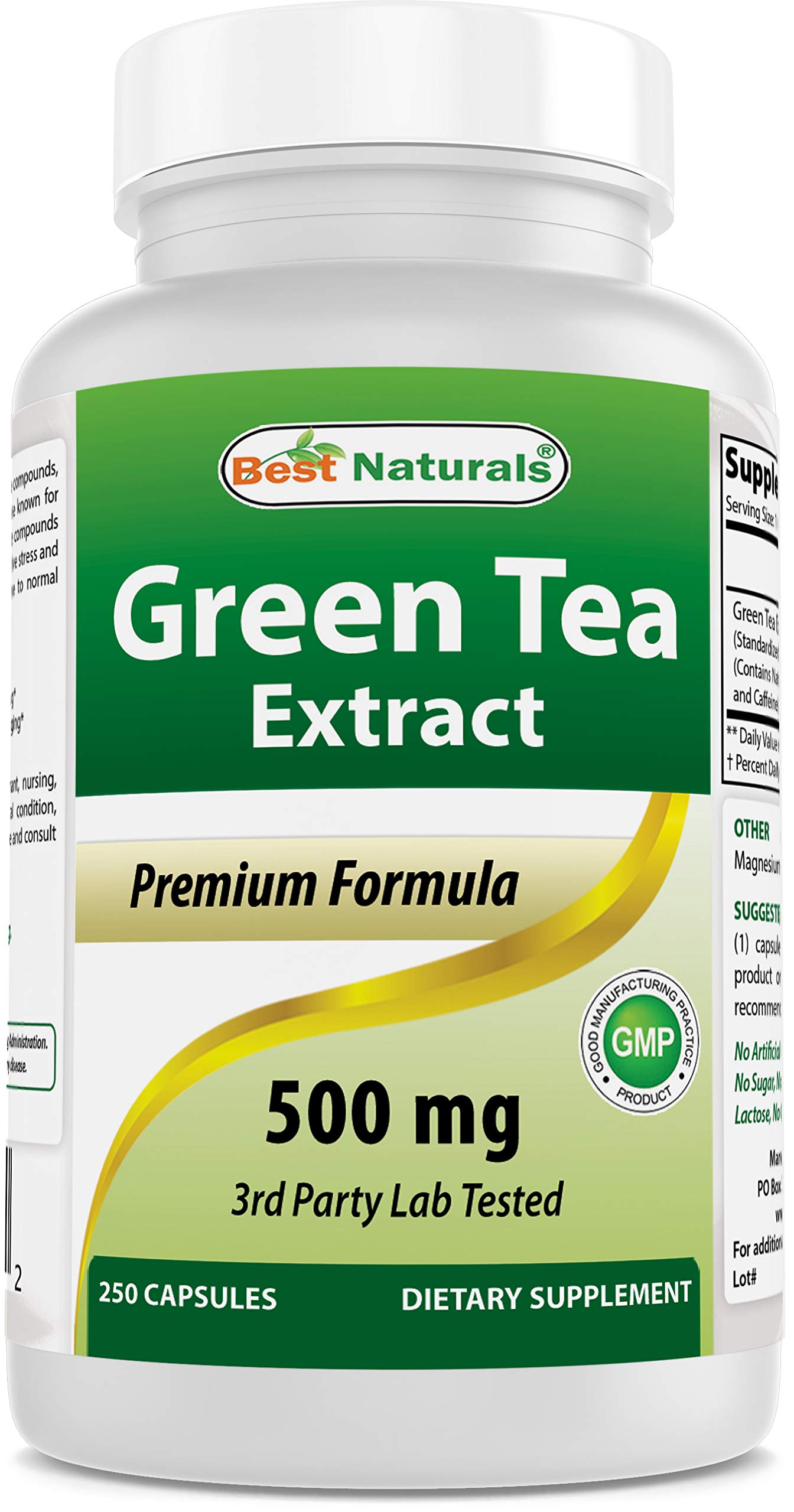 Best Naturals Green Tea Extract 500 mg 250 Capsules