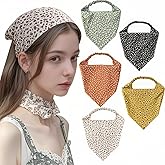 Ylapagne 5 Pcs Floral Hair Scarf Elastic Headband, Bohemia Bandana Triangle Headscarf Flower Print Head Wrap Scarf Hair Accessories Headwear for Women(Mix Color)