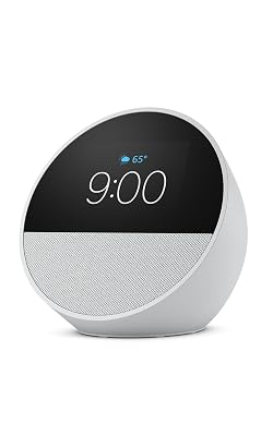 Amazon Echo Spot (newest model), Great for nightstands, offices and kitchens, Smart alarm clock, Designed for Alexa+, Glacier White