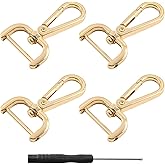Litoexpe 4-Pack Detachable Snap Hook Swivel Clasp with 1 Inch Screw Bar, Gold Heavy Duty Swivel Lobster Claw Clasps, with Cross Screwdriver