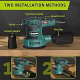 BOLTHO 320W Random Orbital Sander 6 Variable Speeds 13000RPM 125MM 15pc view 5